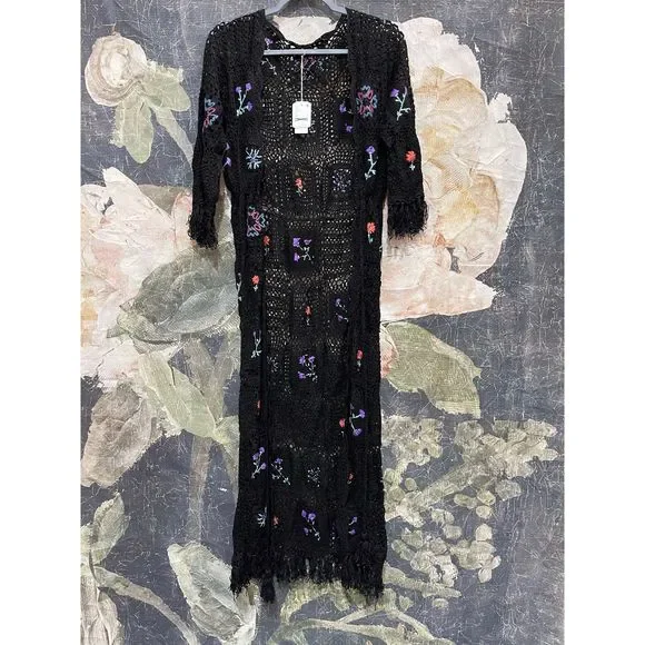 New Free People Hydrangea Crochet Kimono Size XS $315